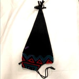 Bula Fleece Winter Hat black Aztec trim Vintage